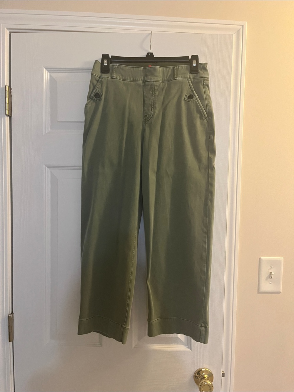 SPANX Olive Green Cropped Wide-Leg Pants